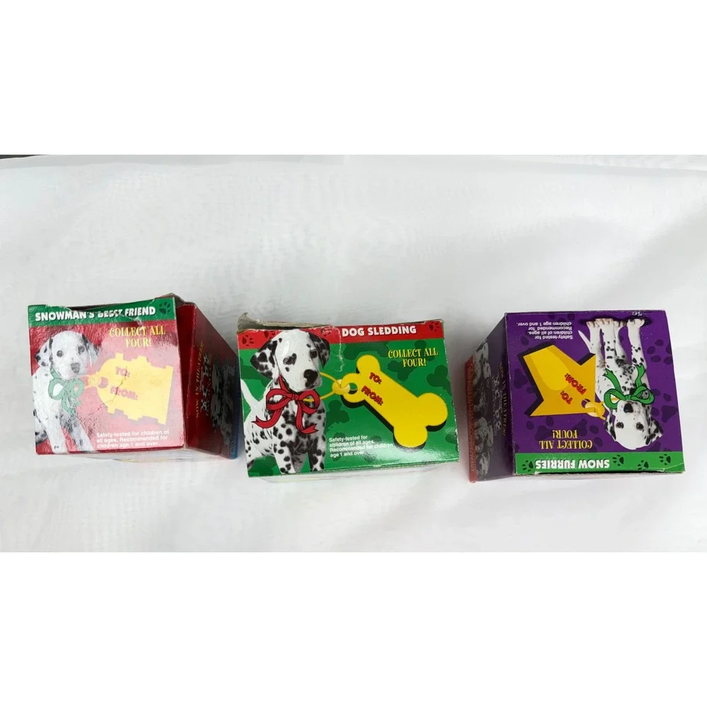 Vintage 1996 Disney 101 Dalmatians McDonalds Snow Globe Ornament Lot of 3 Boxed